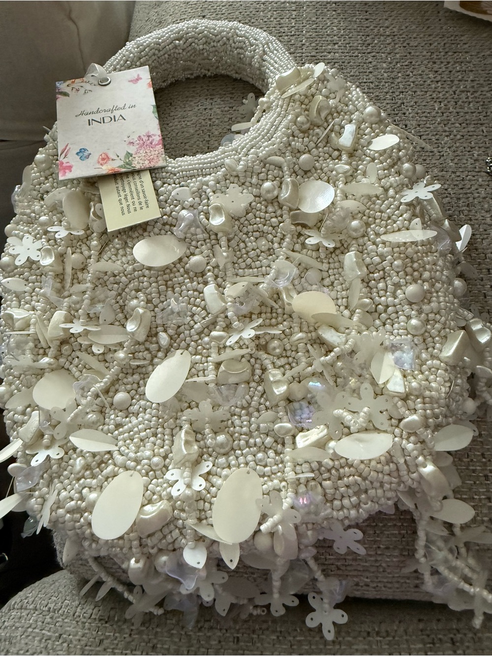 Viral Beaded Ivory Embellished Clutch - Handcrafted in India. Firm!